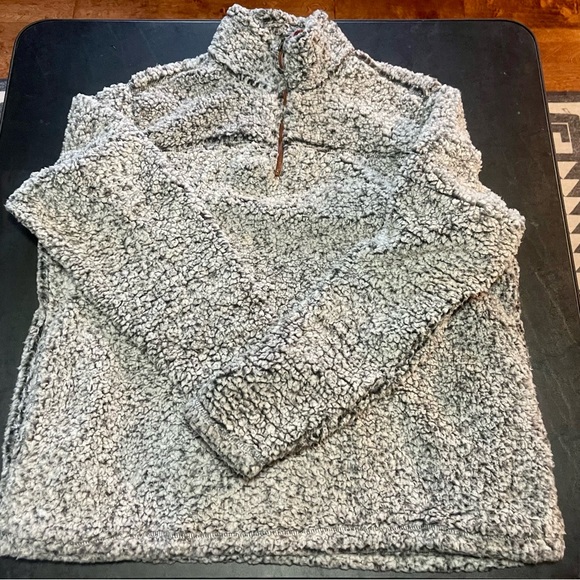 Cozy Gray Sherpa Fleece Pullover - Picture 1 of 4